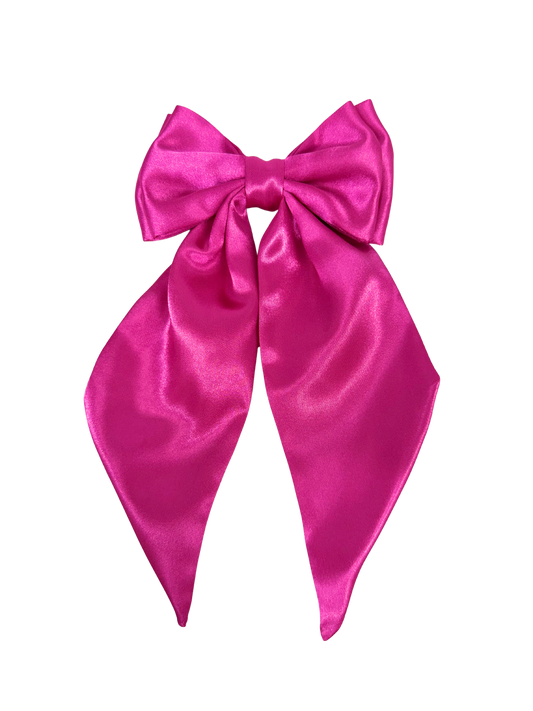 Hot Pink Satin Hair Bow