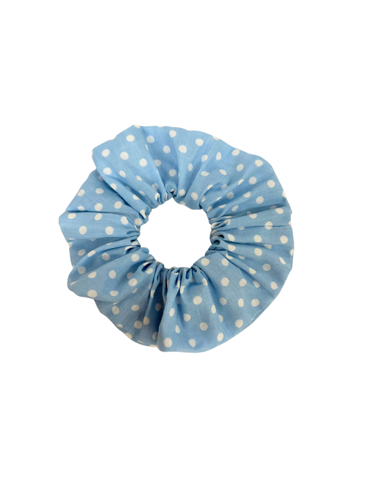 Blue Polka Dot Large Scrunchie
