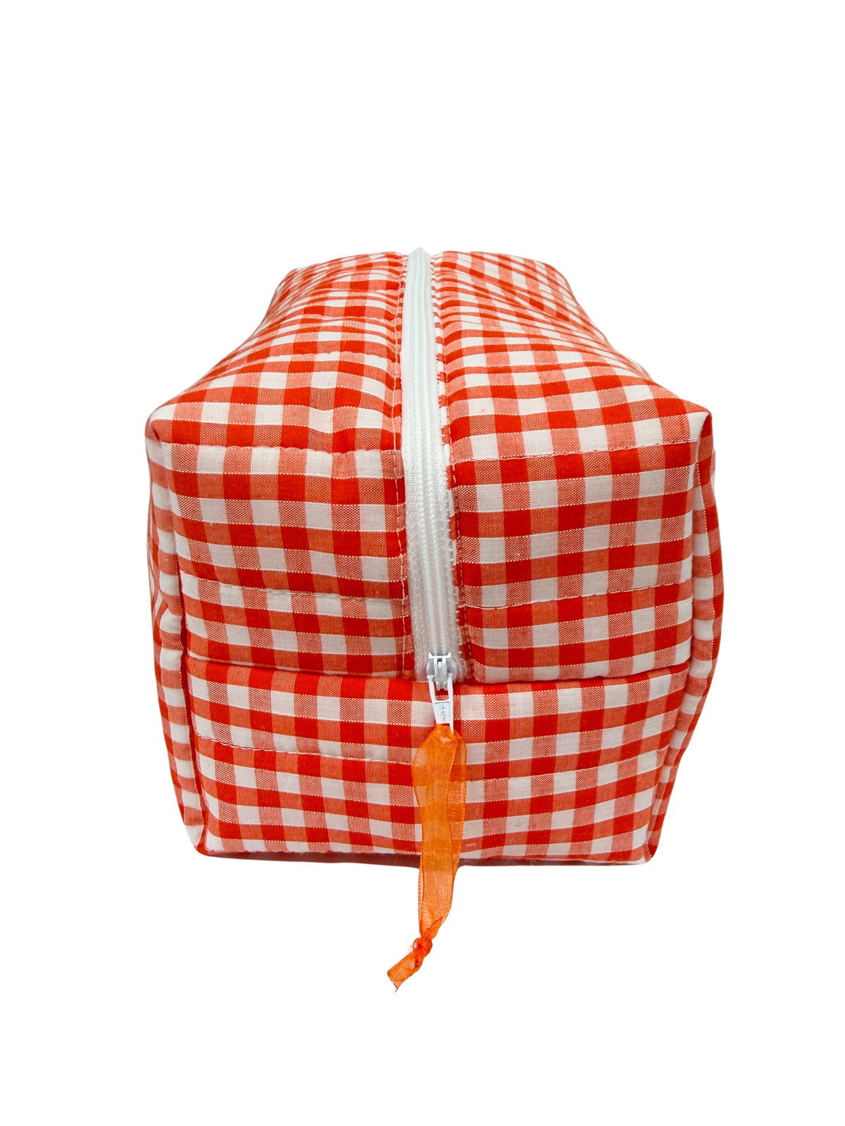 Orange Gingham Large Makeup Bag