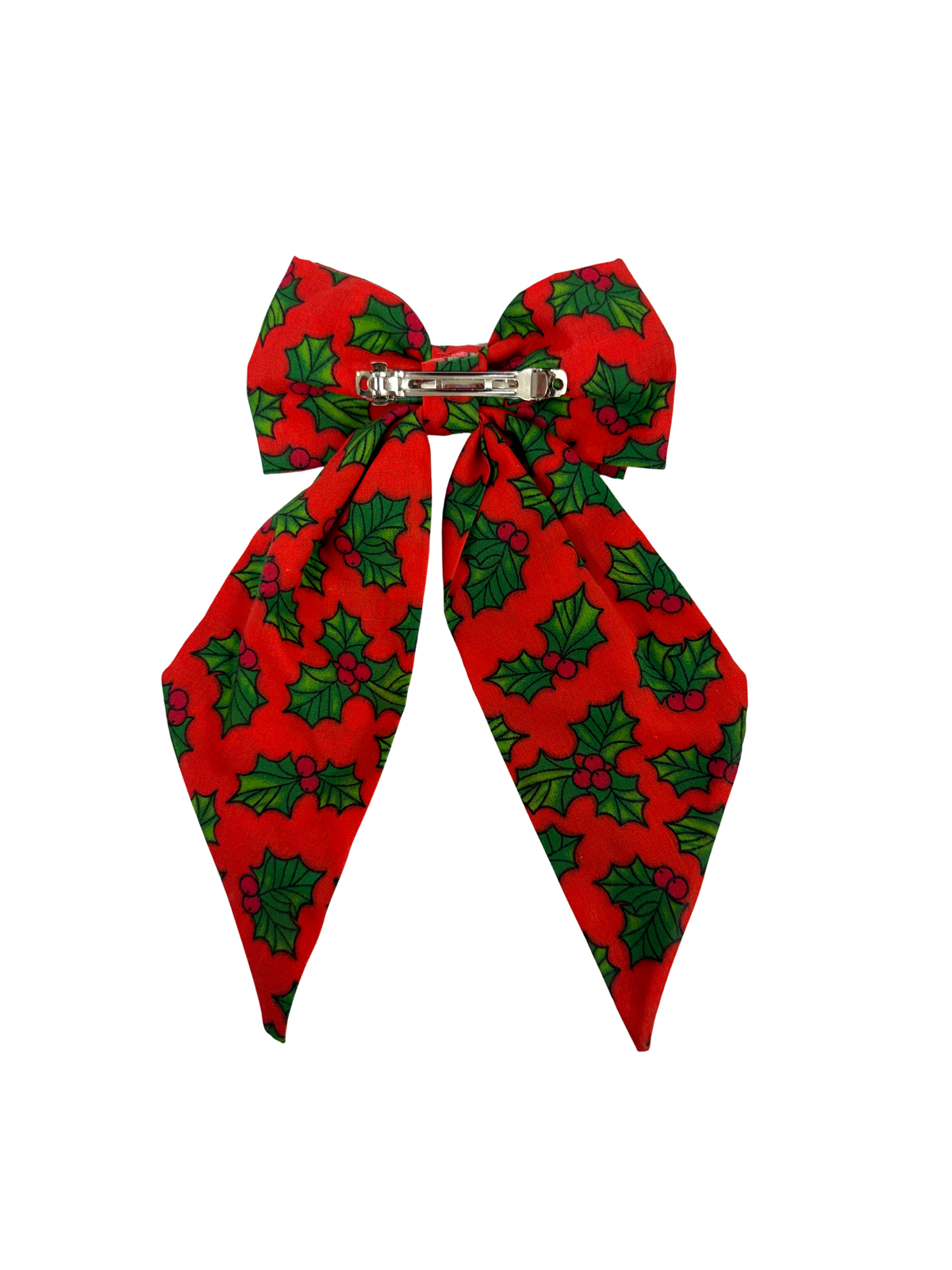 Red Holly Christmas Hair Bow