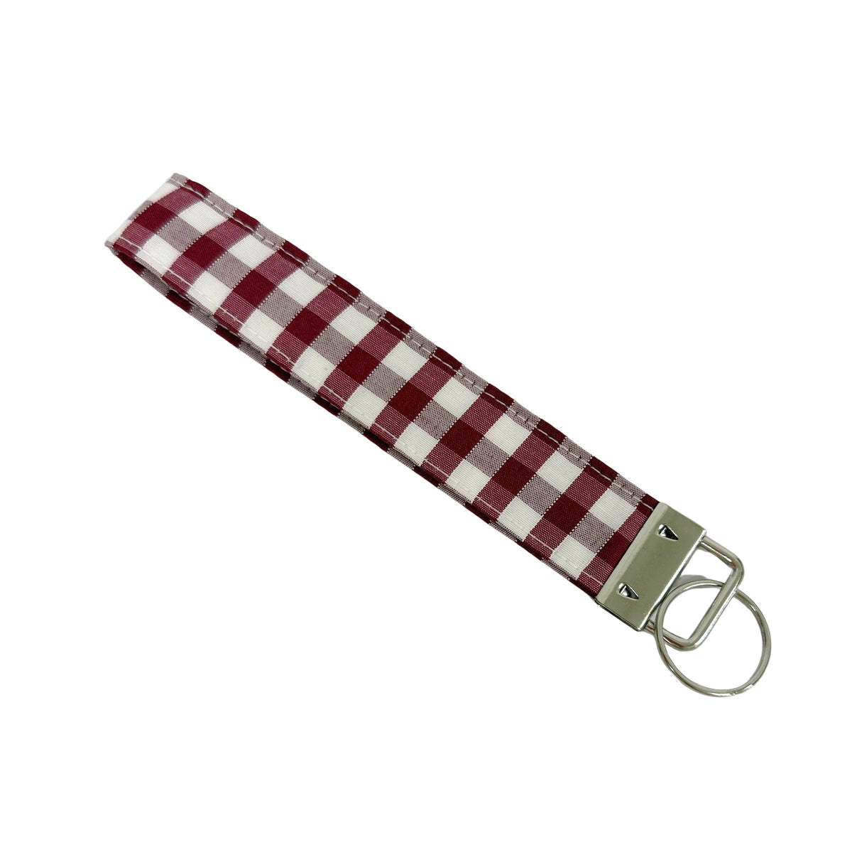 Burgundy Gingham Keychain Wristlet