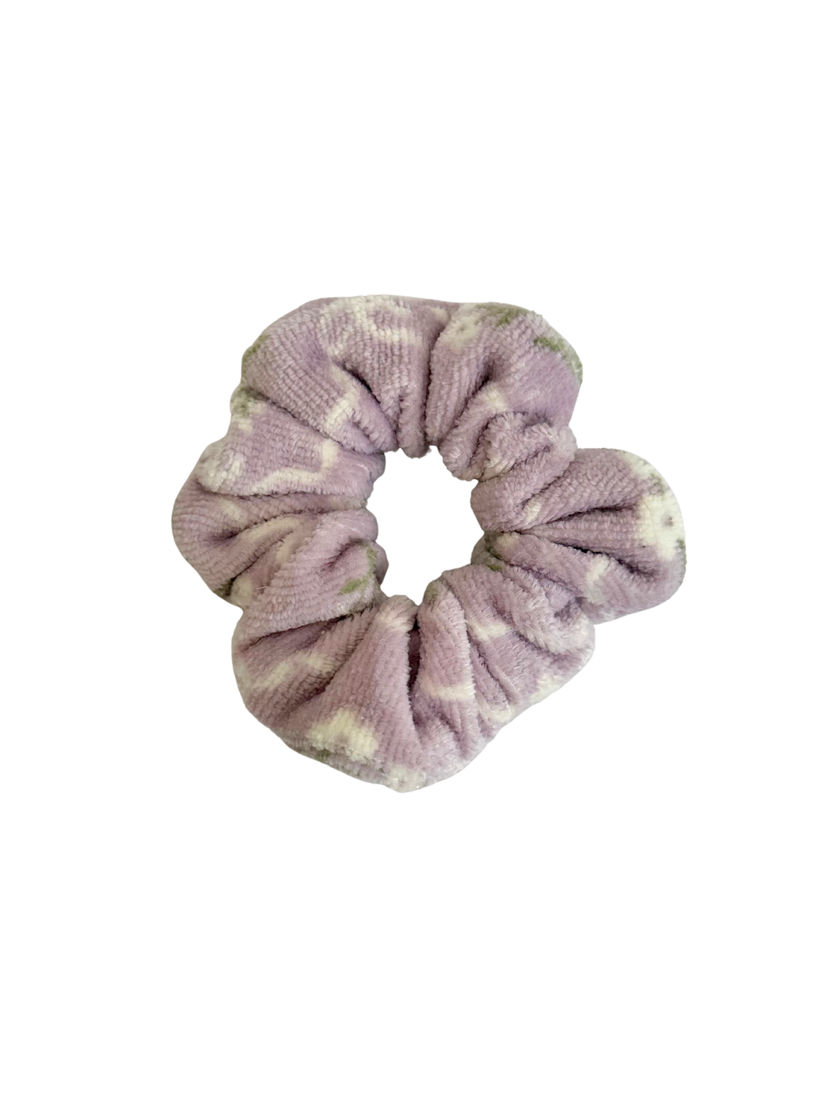 Purple Floral Bow Towel Scrunchie