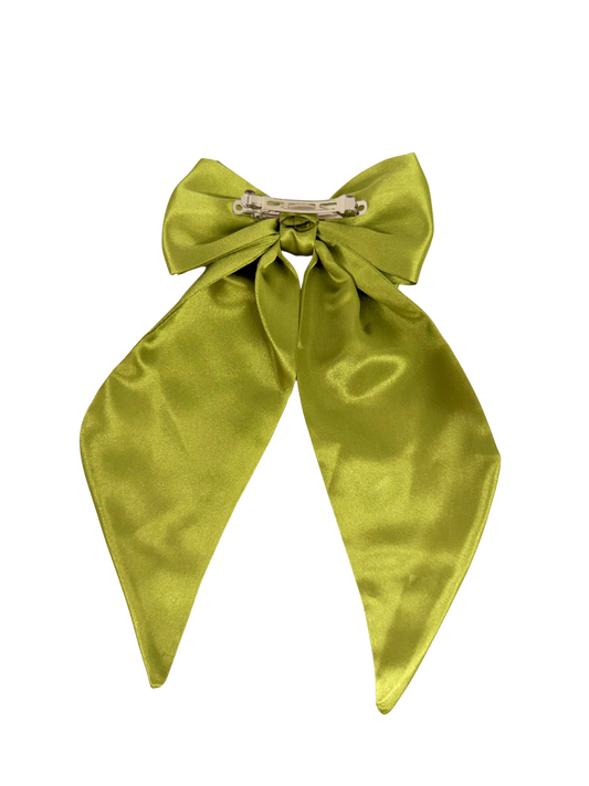 Pistachio Green Satin Hair Bow