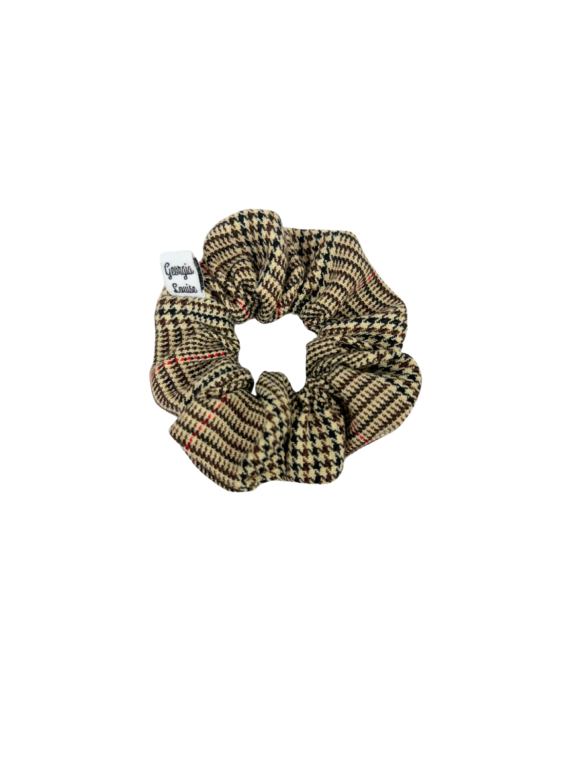 Brown Tweed Tartan Small Scrunchie