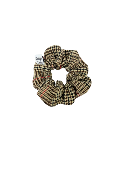 Brown Tweed Tartan Small Scrunchie