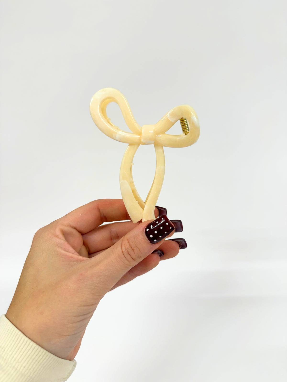 Yellow Marble Bow Claw Clip