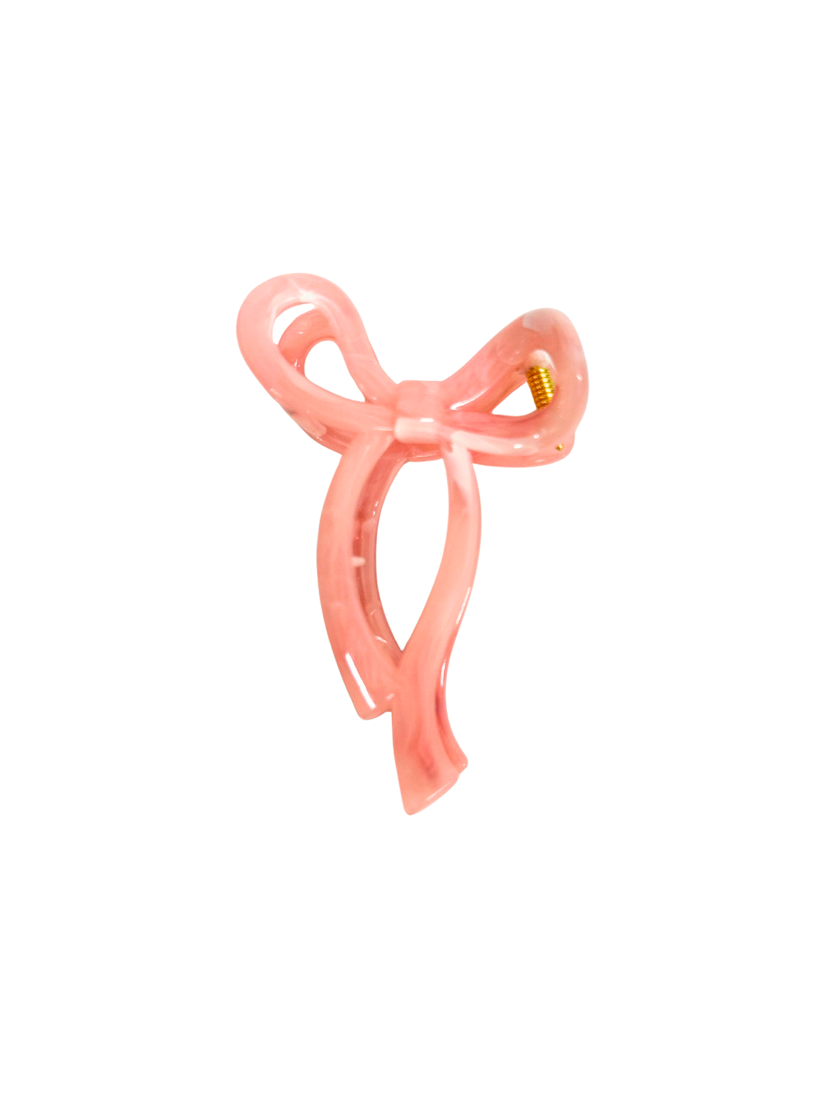 Pink Marble Bow Claw Clip