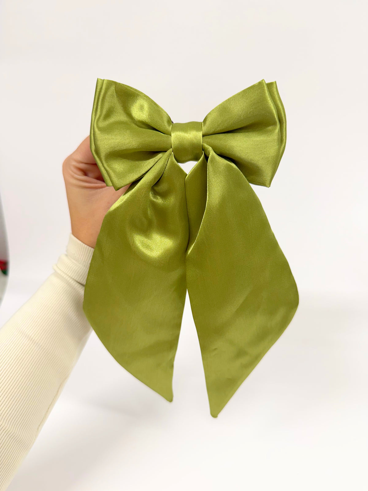 Pistachio Green Satin Hair Bow