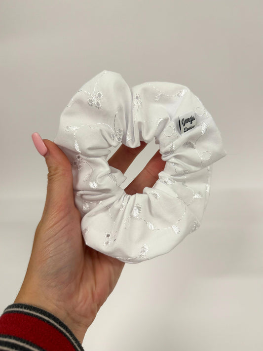 White Broderie Large Scrunchie