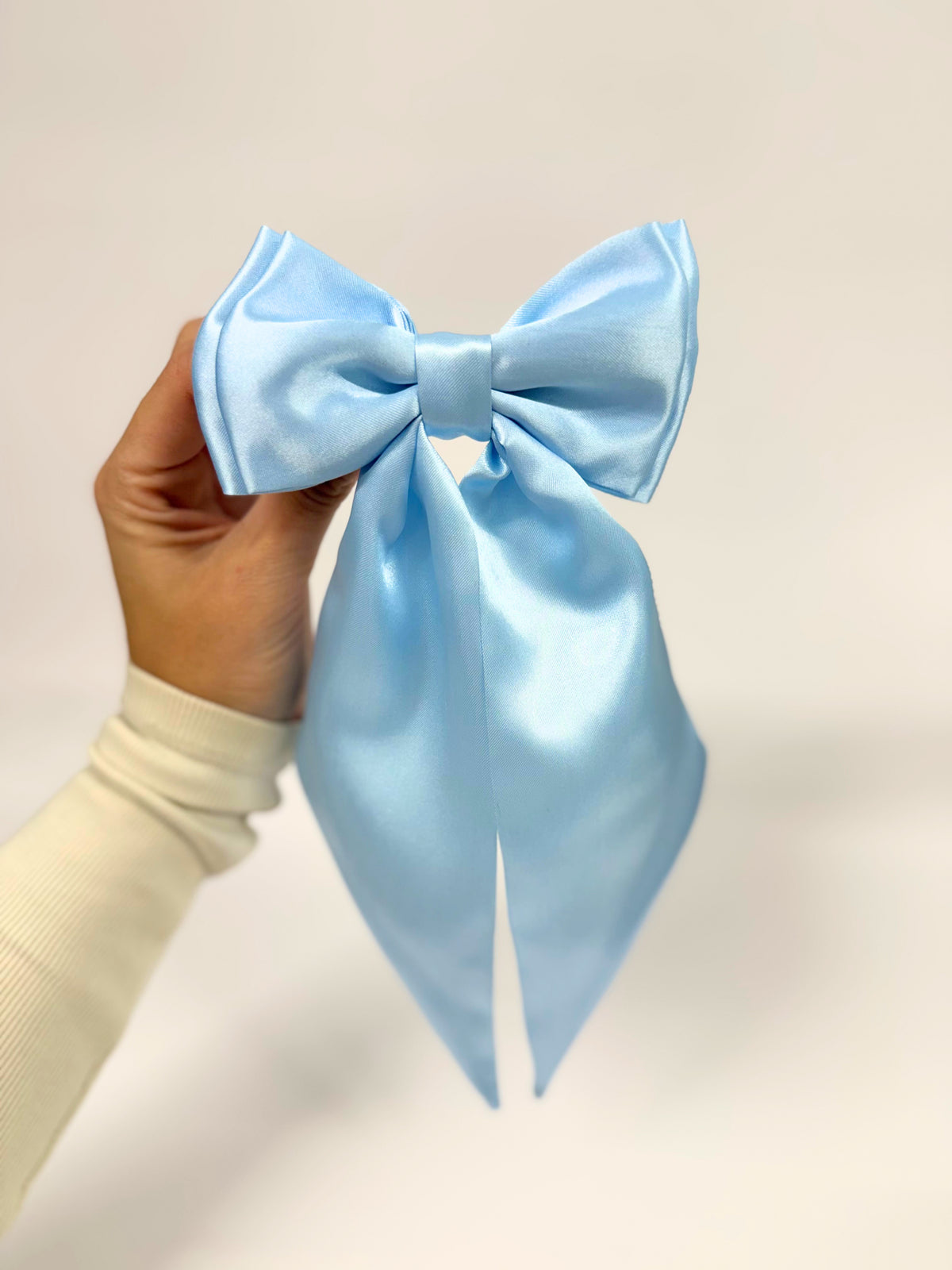Baby Blue Satin Hair Bow