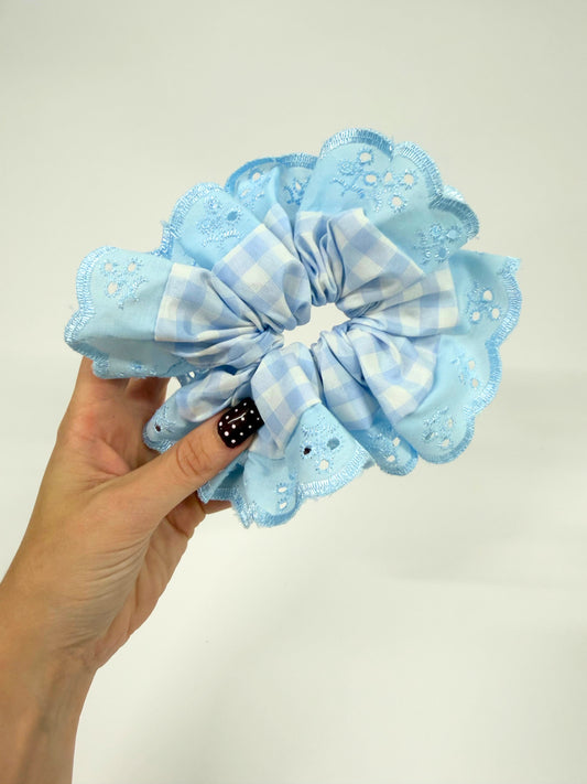 Baby Blue Oversized Ruffle Scrunchie