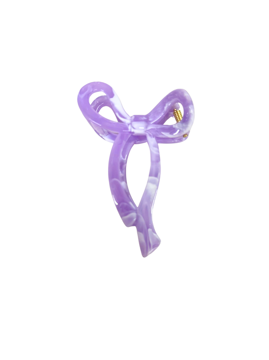 Purple Marble Bow Claw Clip